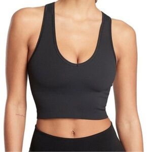 Athleta Aurora Crop Top | Black Fitted Cropped Tank | Size Medium
